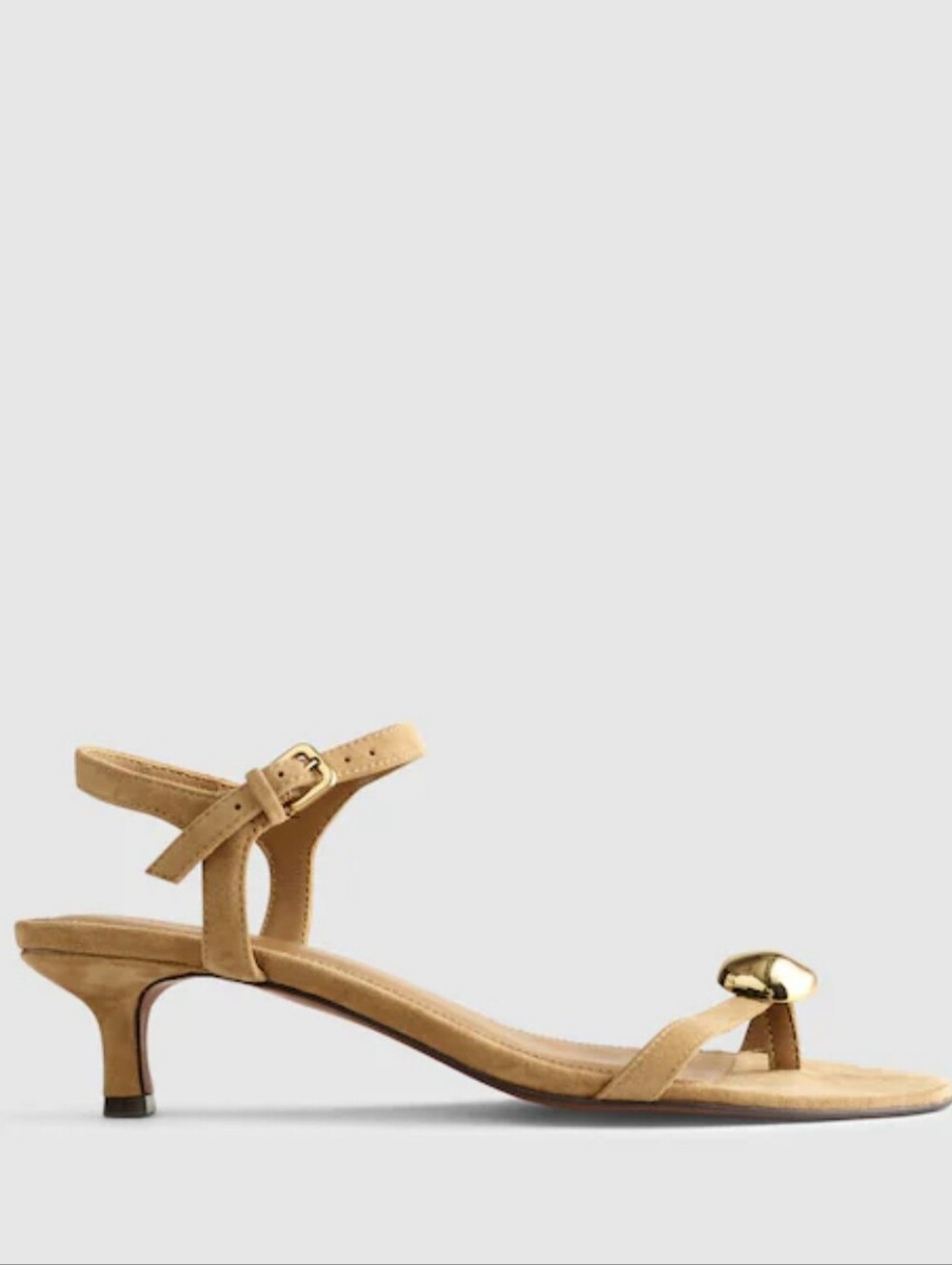 Madewell The Mila Sculpted Hardware Thong Sandal in Suede- Field Khaki